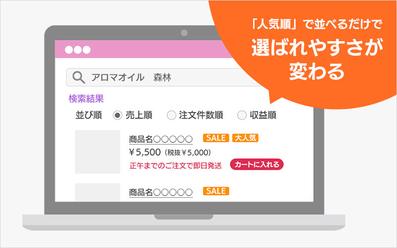 売上順・注文件数順の選択UI